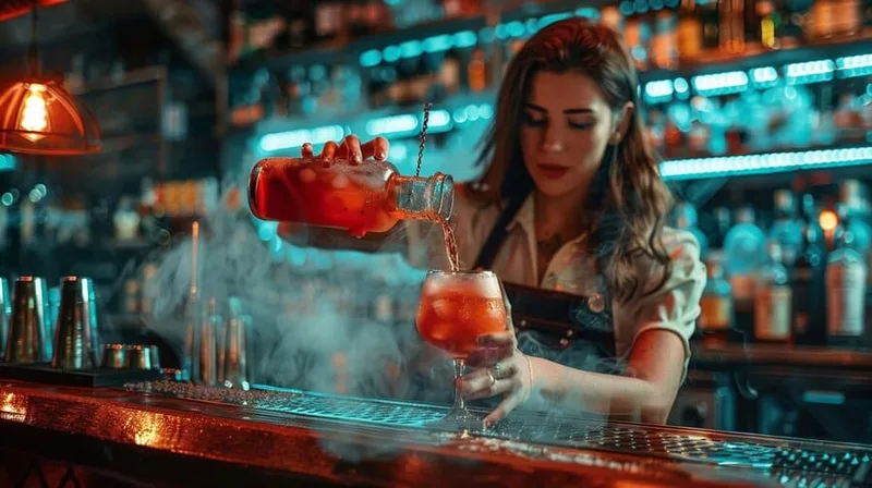 Bartender preparando cócteles de autor en un evento