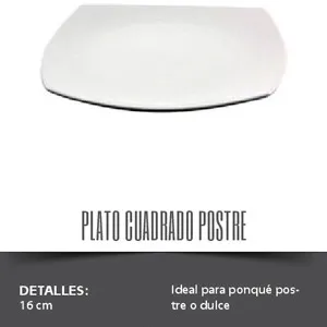Plato cuadrado postre