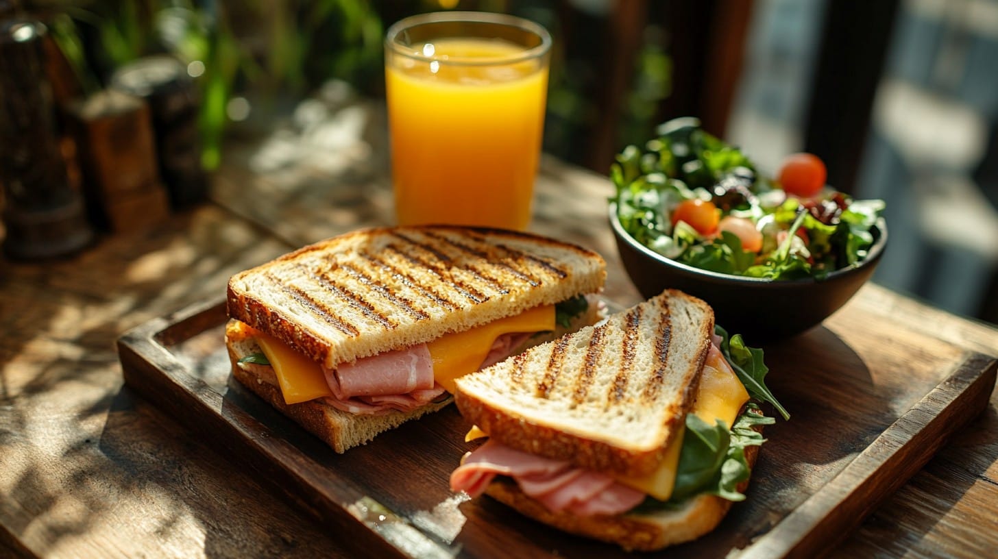 Sándwich a la parrilla servido en porción para buffet infantil